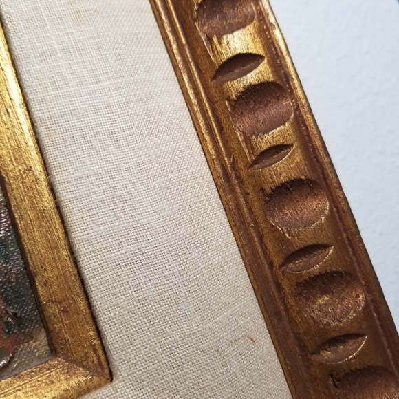 Original Oil Painting On Canvas Church Scene 1966 Signed Handcrafted Frame Vtg - Picture 7 of 16